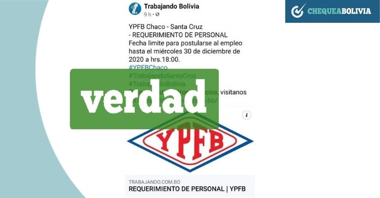 Es Cierto Que YPFB Emitió Requerimiento De Personal | ChequeaBolivia